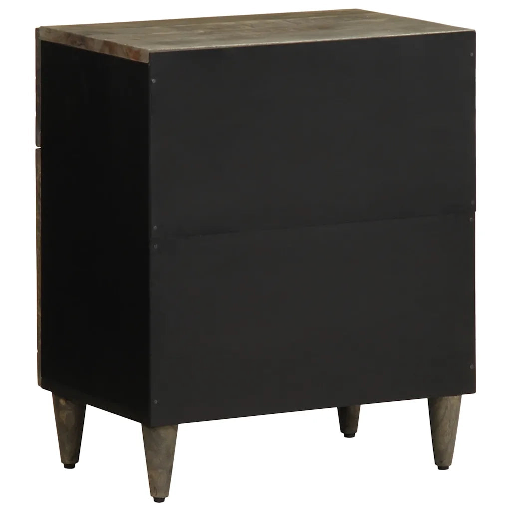 Comodino-Tavolino da notte Grigio Chiaro 50x33x60 cm in Legno Massello di Mango 374270