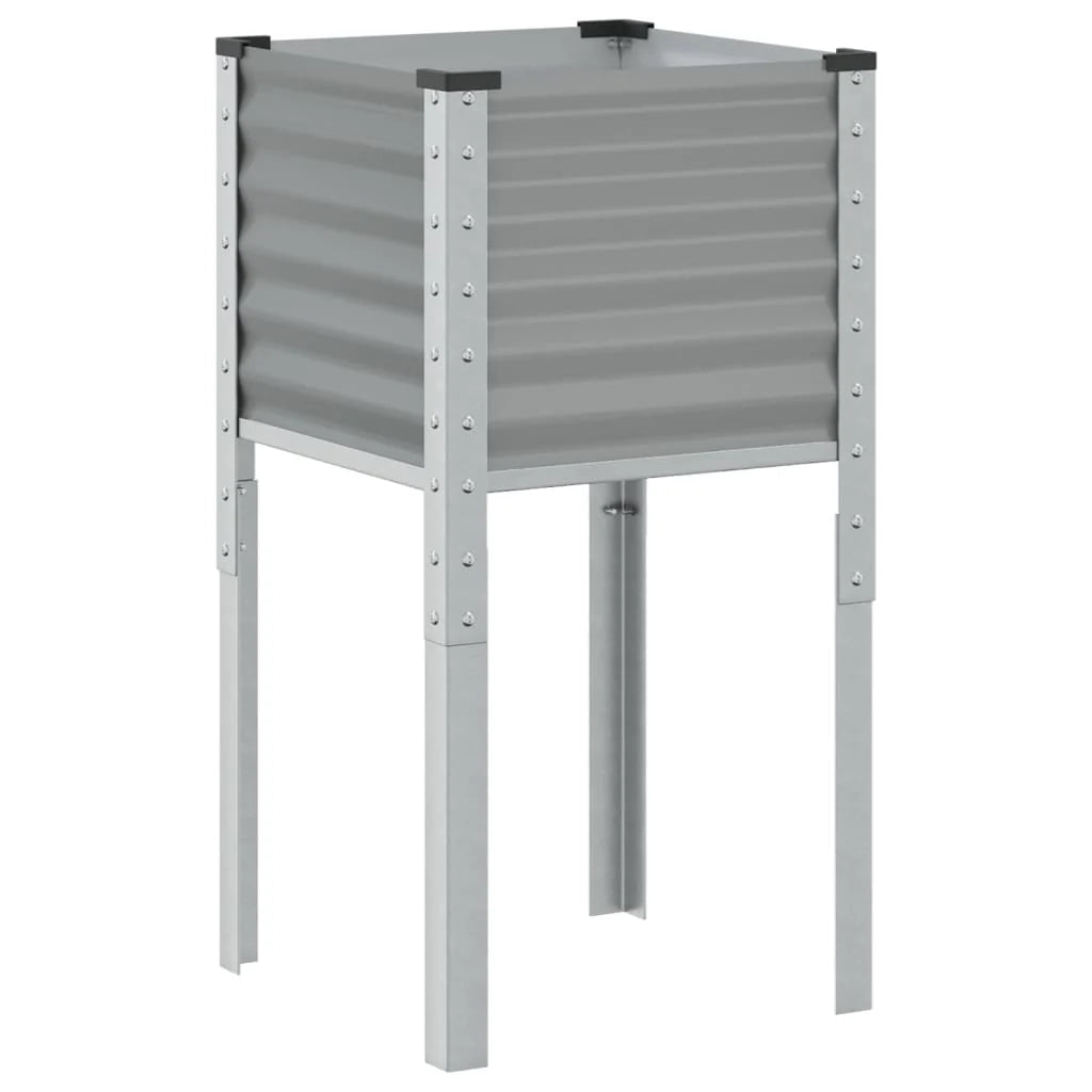 Fioriera rialzata per piante e fiori terrazza giardino 45 x 45 x 88 cm acciaio grigio 02_0037614