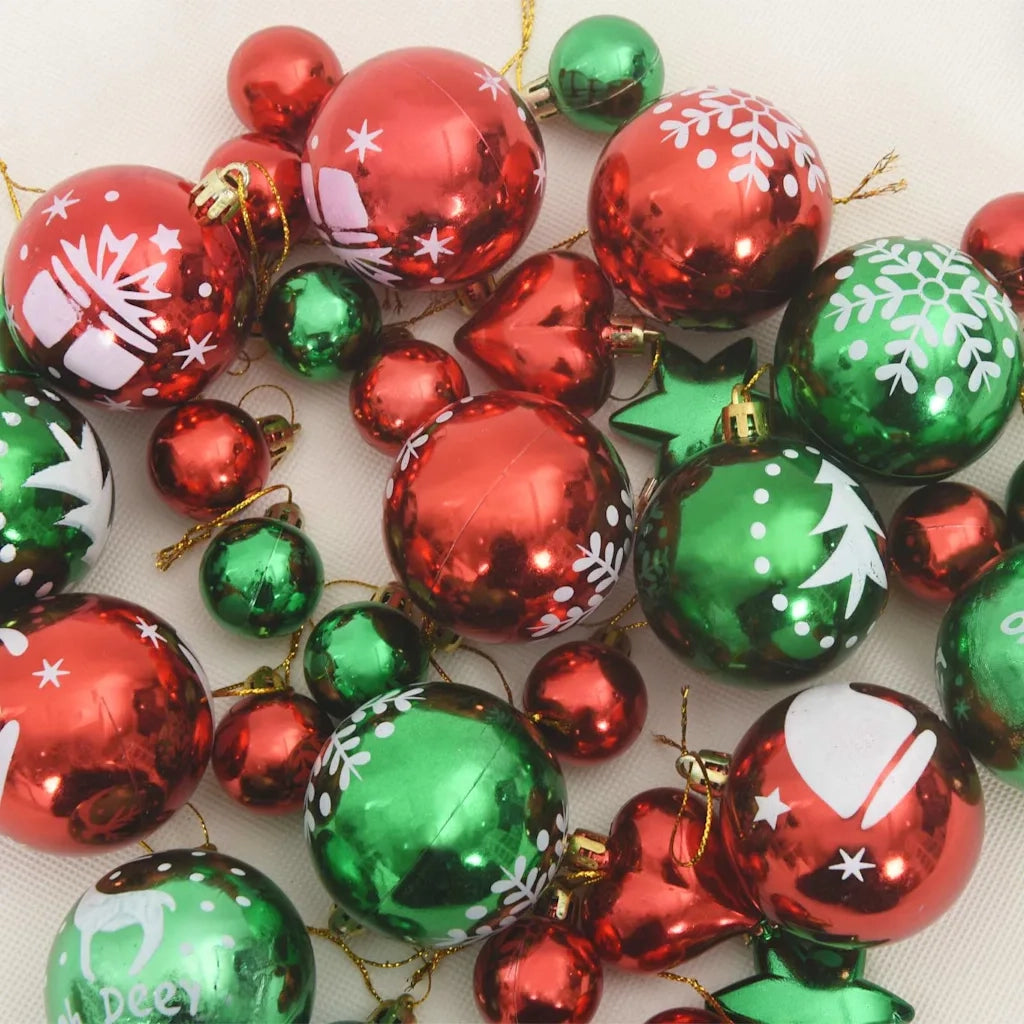 Set di Palle di Natale 40 pz Rosso e Verde Plastica CFW7835166