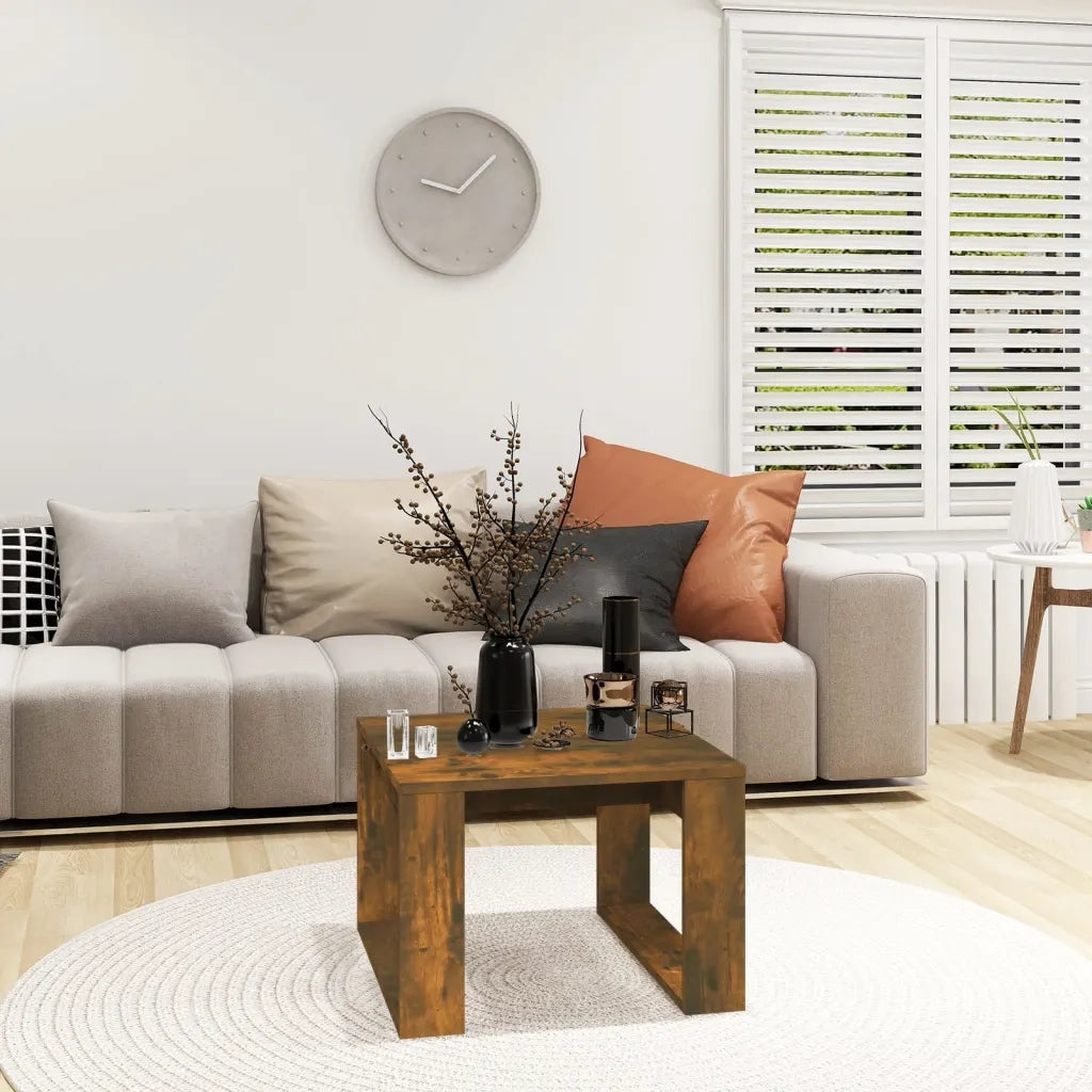Tavolino-Tavolino da soggiorno-Tavolo Rovere Fumo 50x50x35 cm in Legno Multistrato
