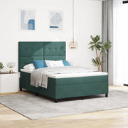 Letto con Box Spring e Materasso Verde Scuro 140x200 cm Velluto