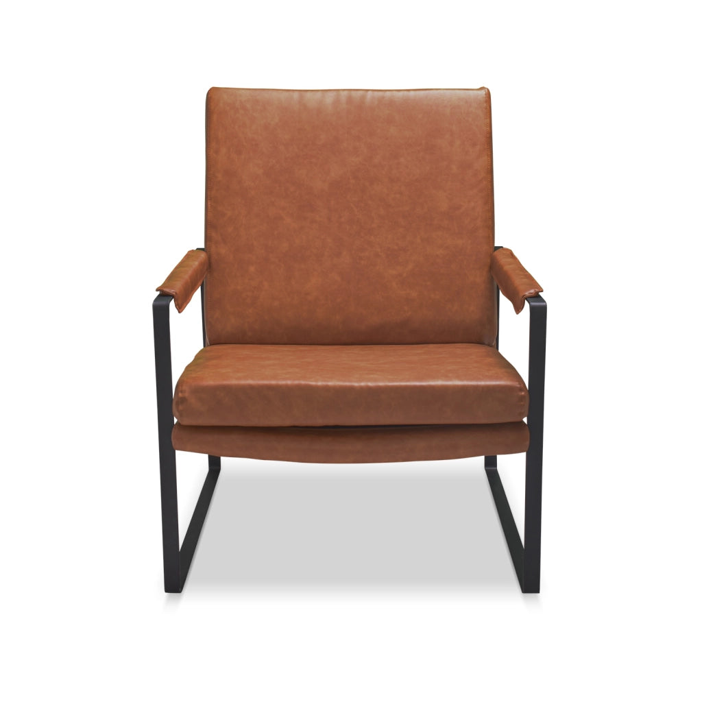 BRADFORD - Poltrona design retrò in leatherette cuoio