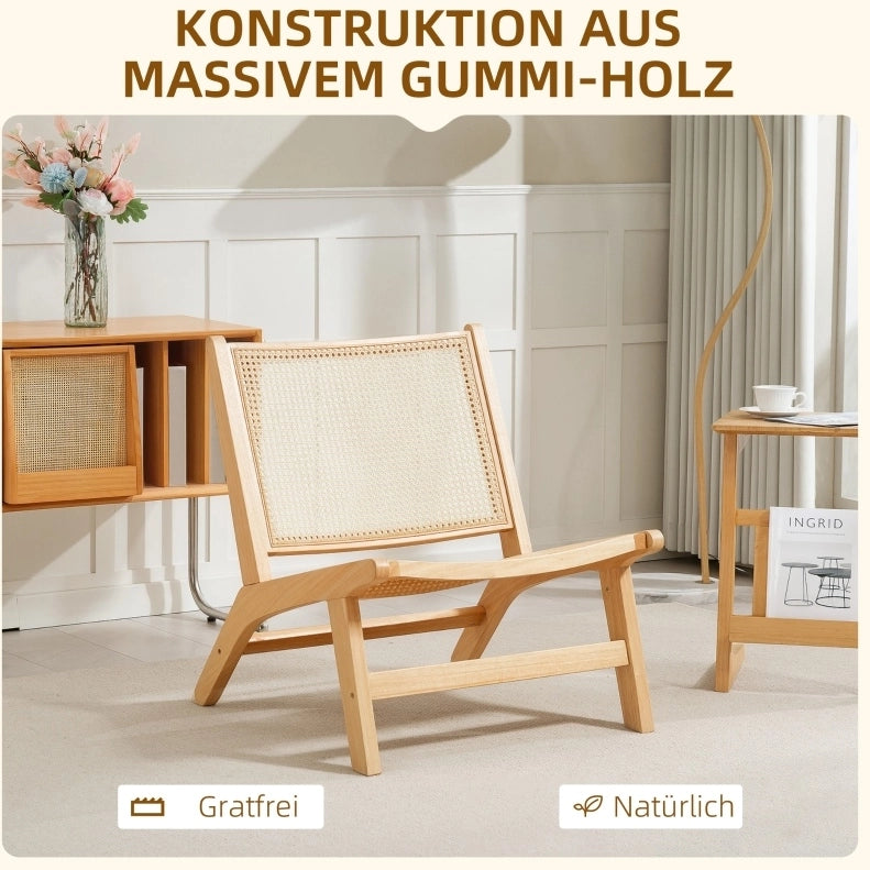 Poltrona relax in legno e rattan senza braccioli