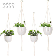Macramé per piante - appendi fiori in macramé di canapa - decorazione boho - sostenitore di vaso per interni ed esterni - giardino, balcone, terrazzo, finestra - set da 4 pezzi