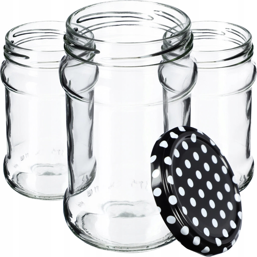 Barattoli per conserve KADAX Seno 315ml 50 pezzi 66mm + coperchio "Piselli neri"