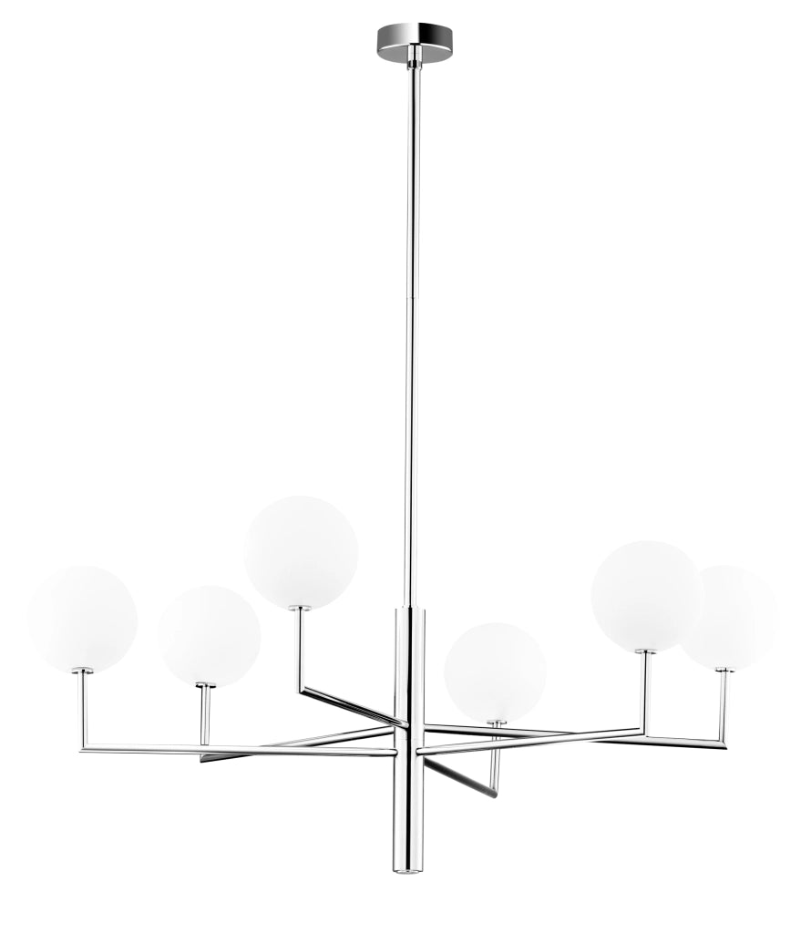 Lampadario moderno nichel 6 luci sfere vetro FEME Jupiter