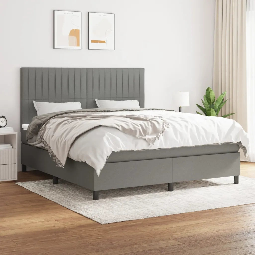 Giroletto a Molle con Materasso Grigio Scuro 160x200 cm Tessuto 3141946