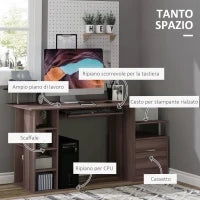 Scrivania per Computer Moderna con Cassetti, Ripiani e Tastiera Estraibile, Scrivania da Ufficio per Casa in Legno Marrone 152x60x88cm