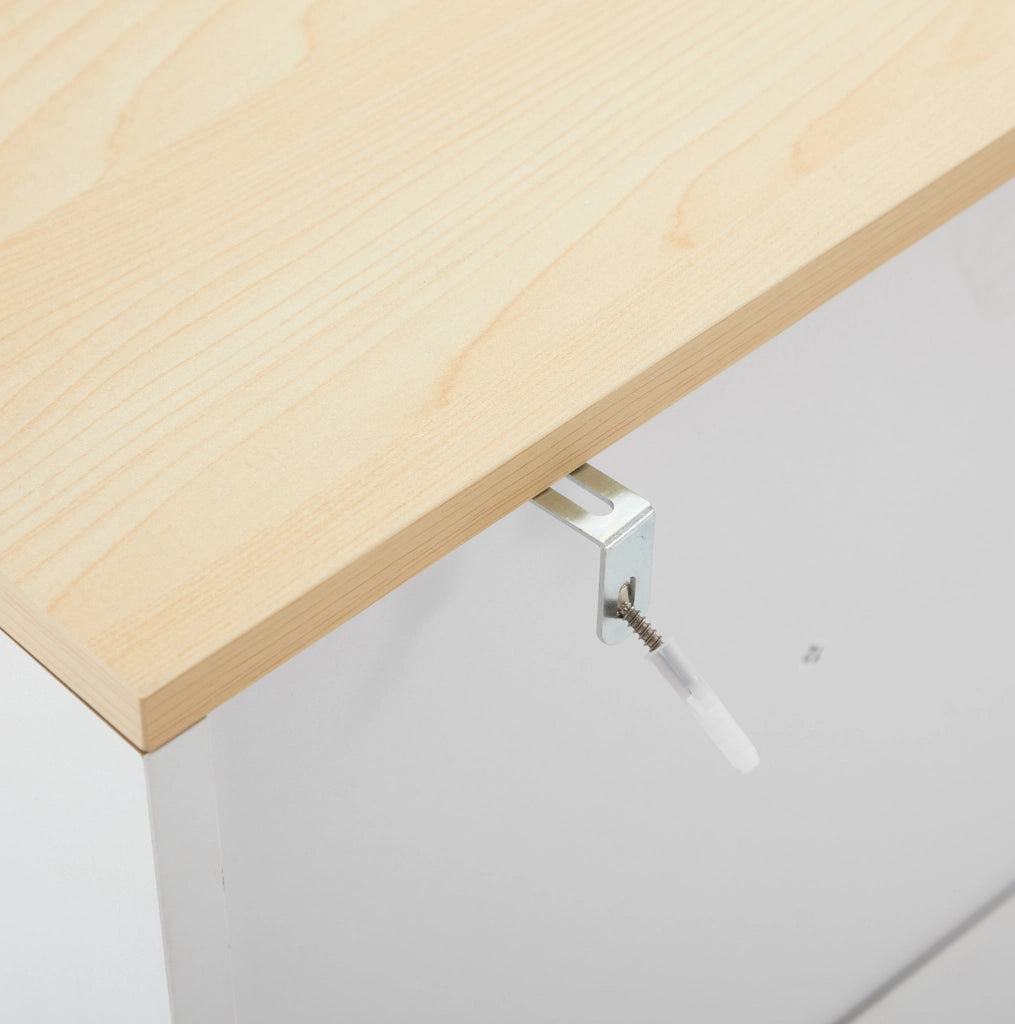 Credenza 140 cm con 4 cassetti e 4 ante in truciolare bianco e rovere