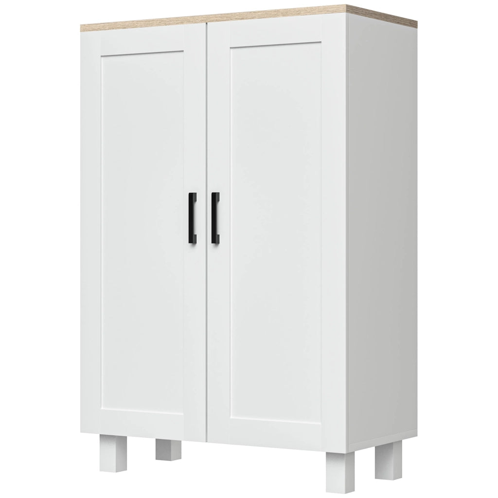 Mobile con 2 Porte e Ripiano Aggiustabile ¨C zephmum ¨C Bianco 60x30x90 cm