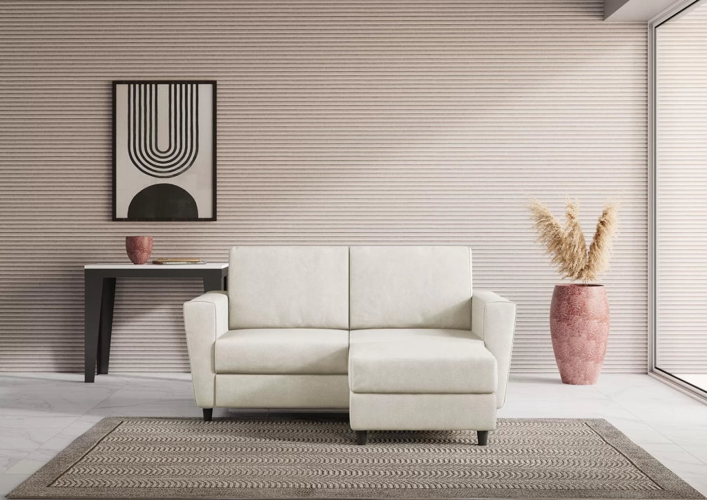 Divano yasel 2 posti medio  (due sedute da 70cm) + pouf misure esterne l.172 p.145 | latte - Mobili 2G