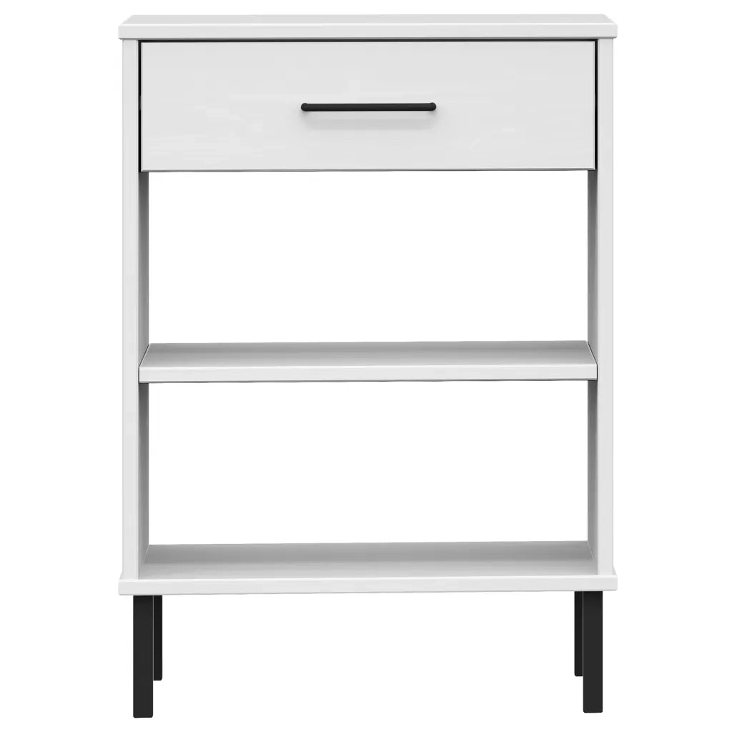 Mobile Consolle Gambe Metallo Bianco Legno Massello Pino OSLO 351002