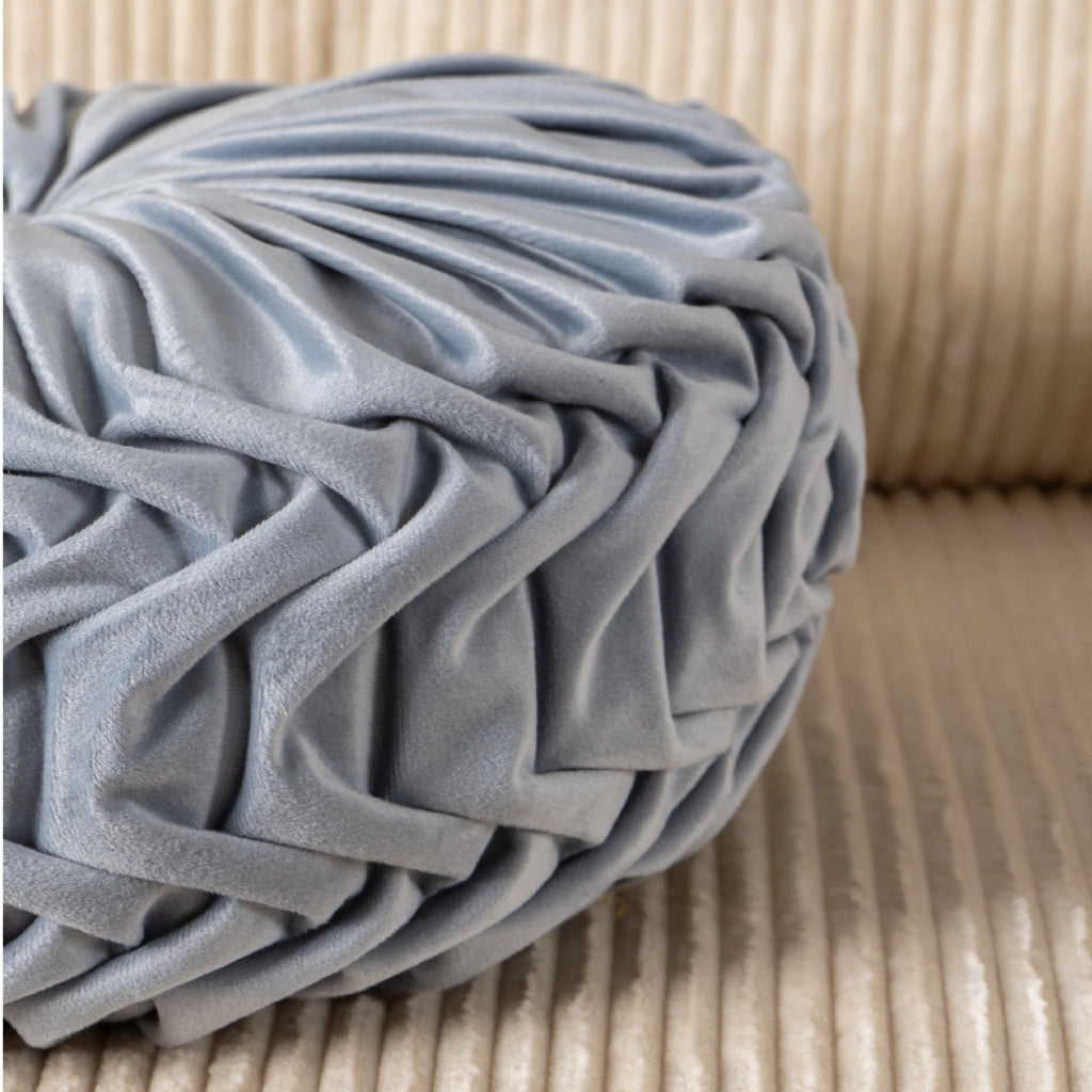Cuscino Rotondo Zucca Effetto Velluto Circolari Per Divano Decorativo Letto 40 Cm  Azzurro
