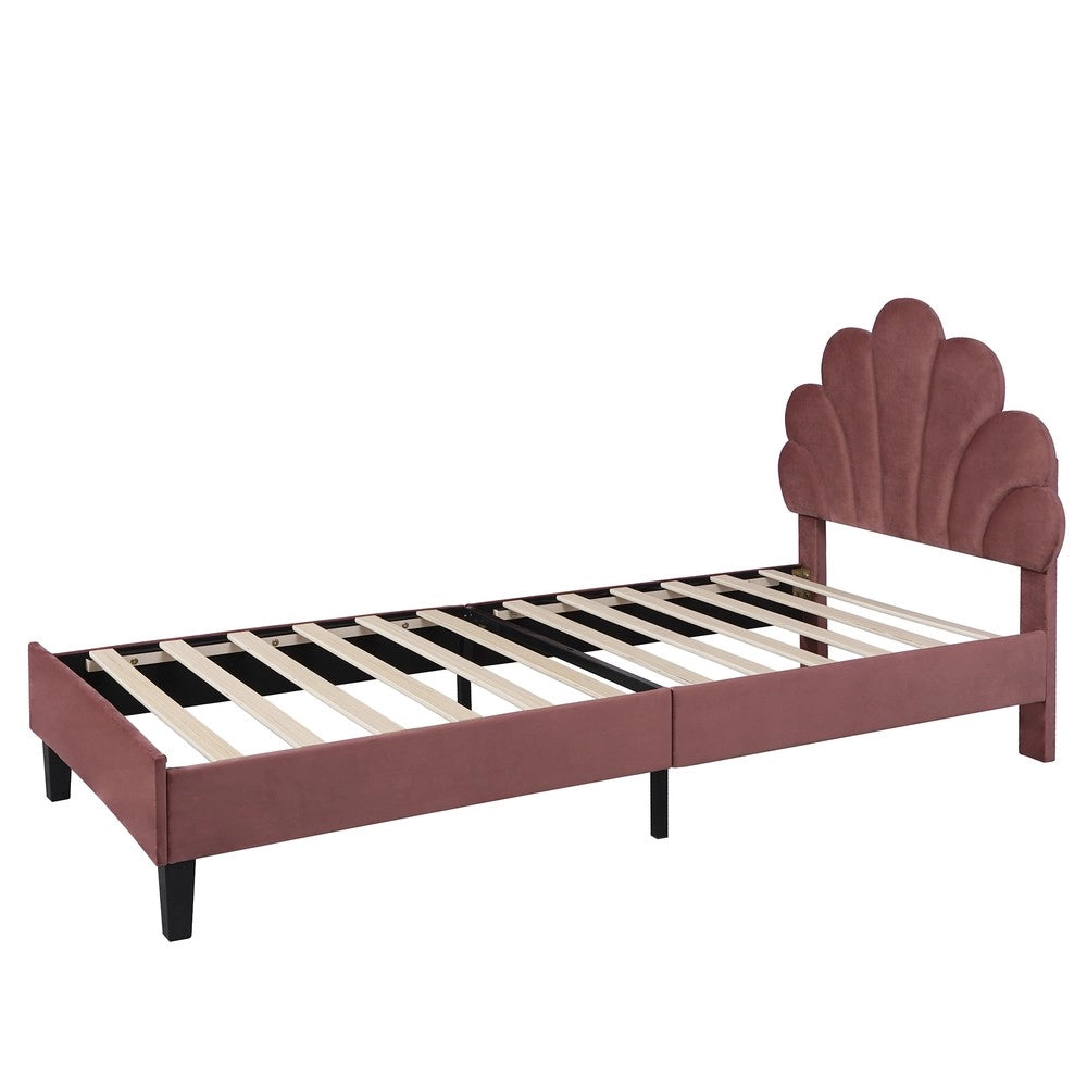 Letto Imbottito Singolo con Testiera ¨C MINIMAL ¨C Velluto Rosso 90x200