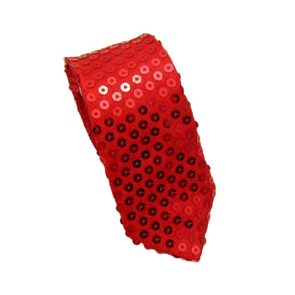 Trade Shop - Cravatta Paillettes Rosso Teatro Paillette Raso Cravattino Frack Festa Ballo -
