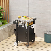Carrello da Barbecue con Ripiano e Ganci ¨C MINIMAL ¨C Nero, Metallo