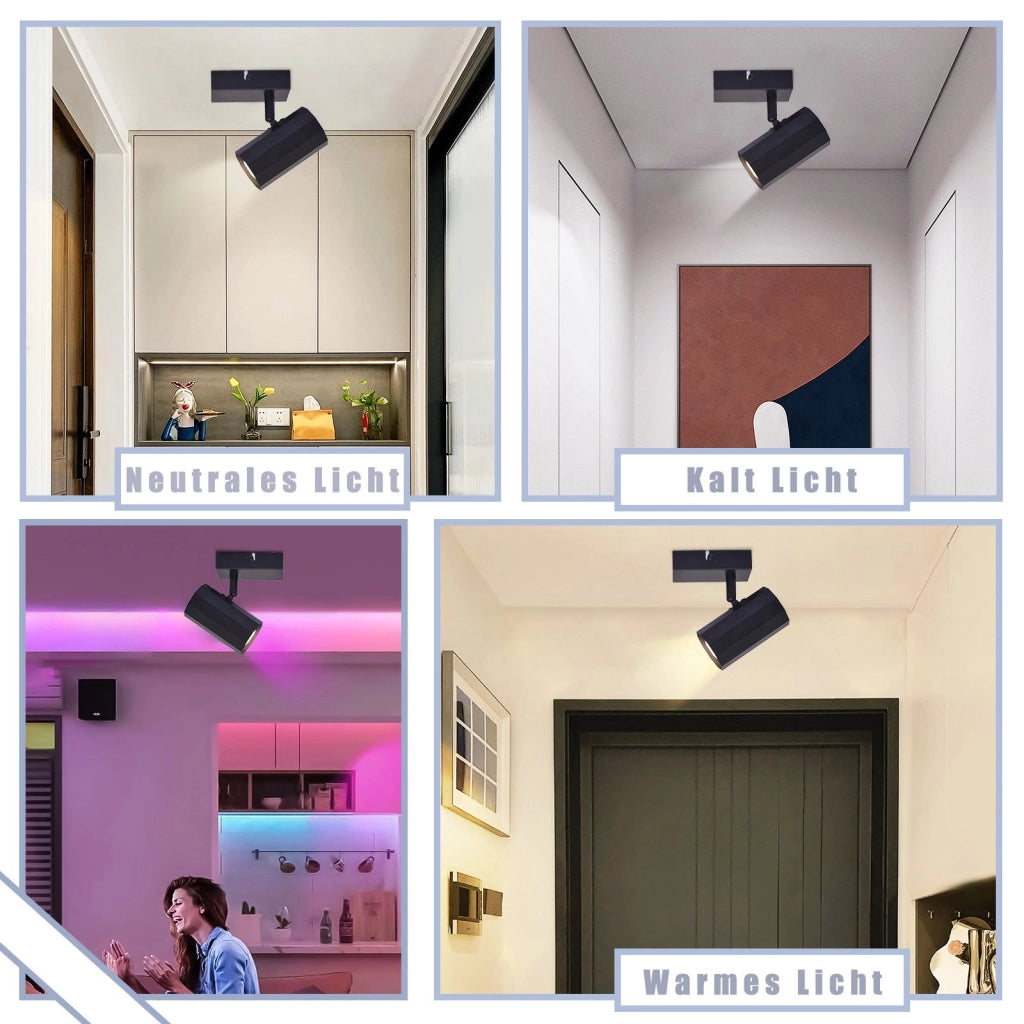 ZMH Faretto da soffitto neri 1 lampadina GU10 orientabili 350° vintage metallo 40W