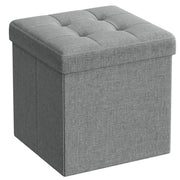 Pouf contenitore pieghevole grigio chiaro effetto lino