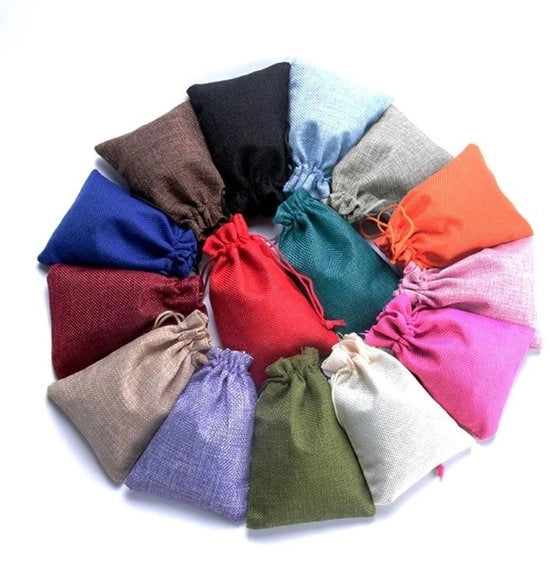 Set di sacchetti di cotone 10 pezzi - sacchetti di cotone con corda - sacchetti da regalo - sacchetti per decorazioni - artigianato - 13 x 18 cm - borsa con cordino