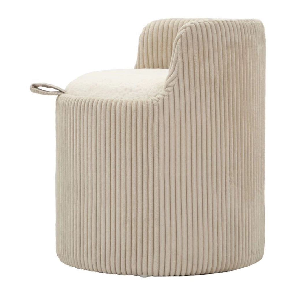 Pouf Dublino in tessuto bianco con contenitore