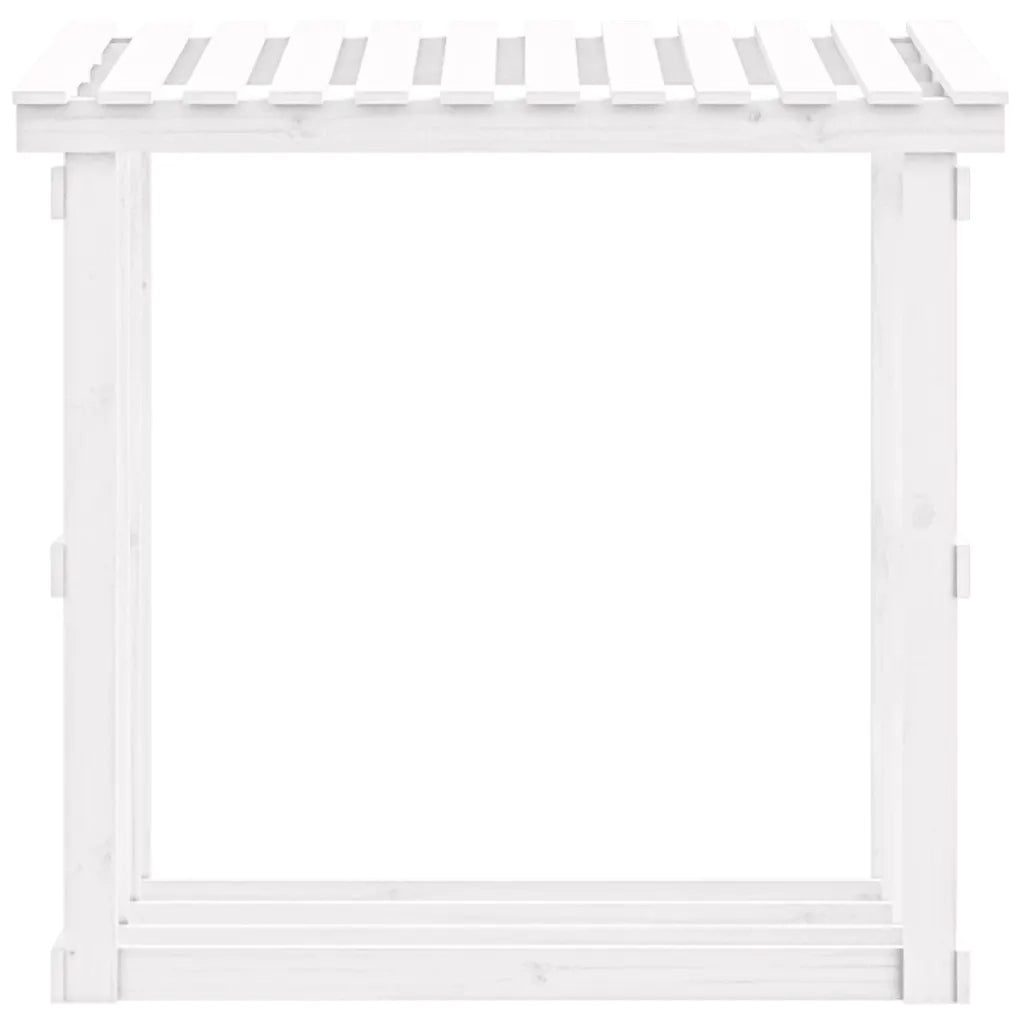 Portalegna Bianco 108x64,5x109 cm in Legno Massello di Pino 822428