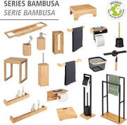Kit di spazzole per il bagno in bambù - testa di spazzola WC in materiale ecologico nero - Ø 8 cm - inclusa con 101 x 375 x 101 cm - naturale