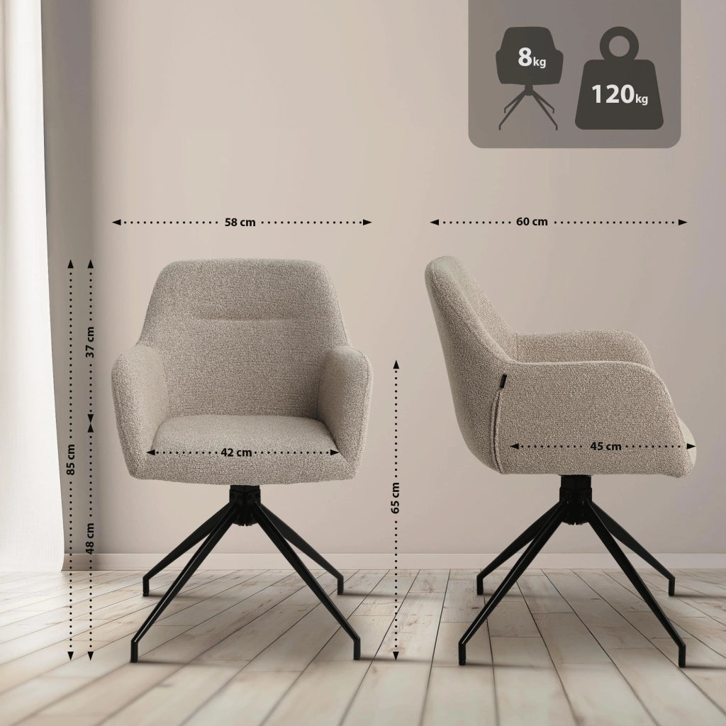 Sedia per sala da pranzo Merlinda in tessuto Teddy 1