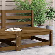 Divano Centrale da Giardino-Sofa Modulare-Divanetto da esterno ambra in Legno Massello di Pino