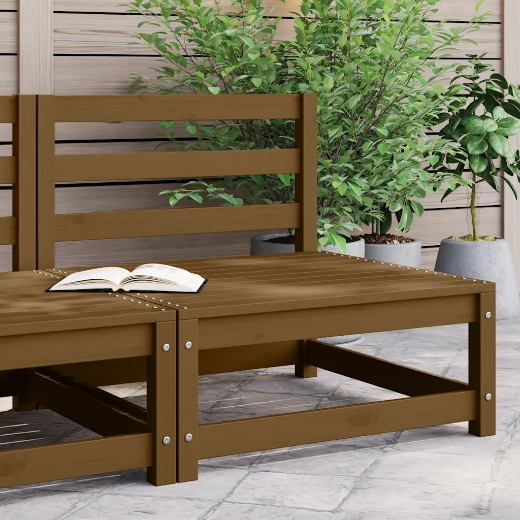 Divano Centrale da Giardino-Sofa Modulare-Divanetto da esterno ambra in Legno Massello di Pino