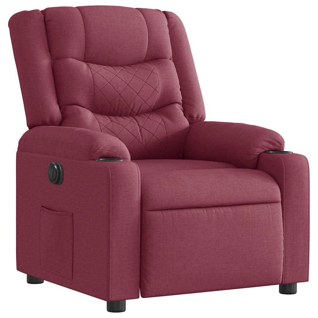 Poltrona Elettrica Reclinabile Rosso Vino in Tessuto 3310247