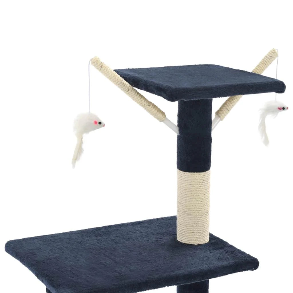 Tiragraffi albero per gatti cuccia per gatti giocattolo peluche sisal 138 cm blu scuro 3702052