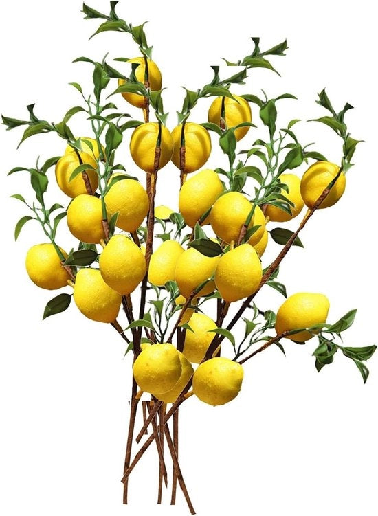 Decorazioni - Finte foglie di limone - accessori frutta di limone - limone finto giallo - decorazione per giardino - festa di matrimonio a casa - balcone - 20 pollici - 6 pezzi