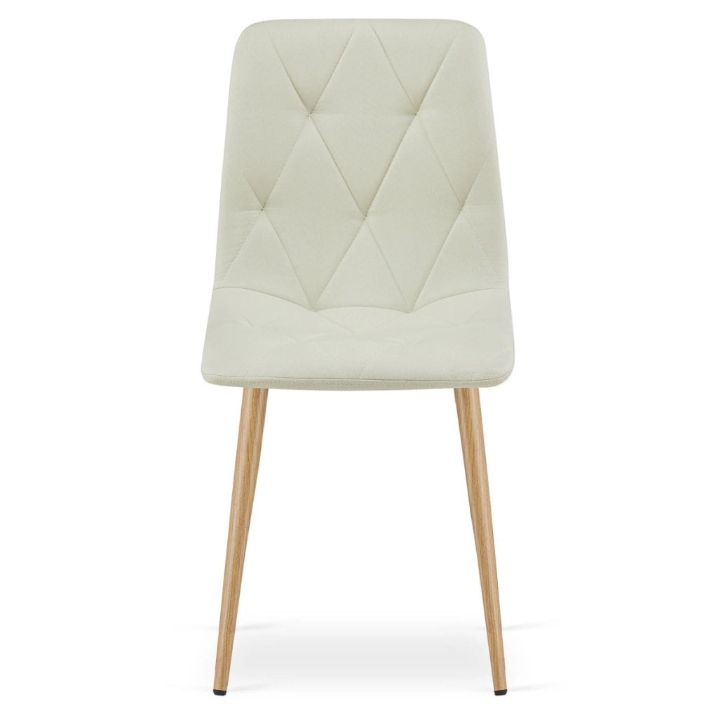 Set di 2 sedie Libra in tessuto beige e gambe effetto legno