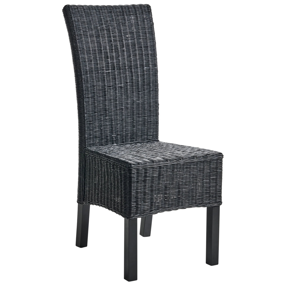 Set di 2 sedie da pranzo in rattan intrecciato con schienale alto per soggiorno colore nero