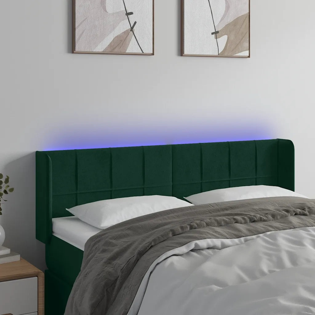 Testiera a LED Verde Scuro 147x16x78/88 cm in Velluto