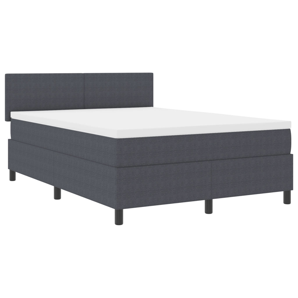 Letto a Molla con Materasso Grigio Scuro 160x200 cm Tessuto Corduroy