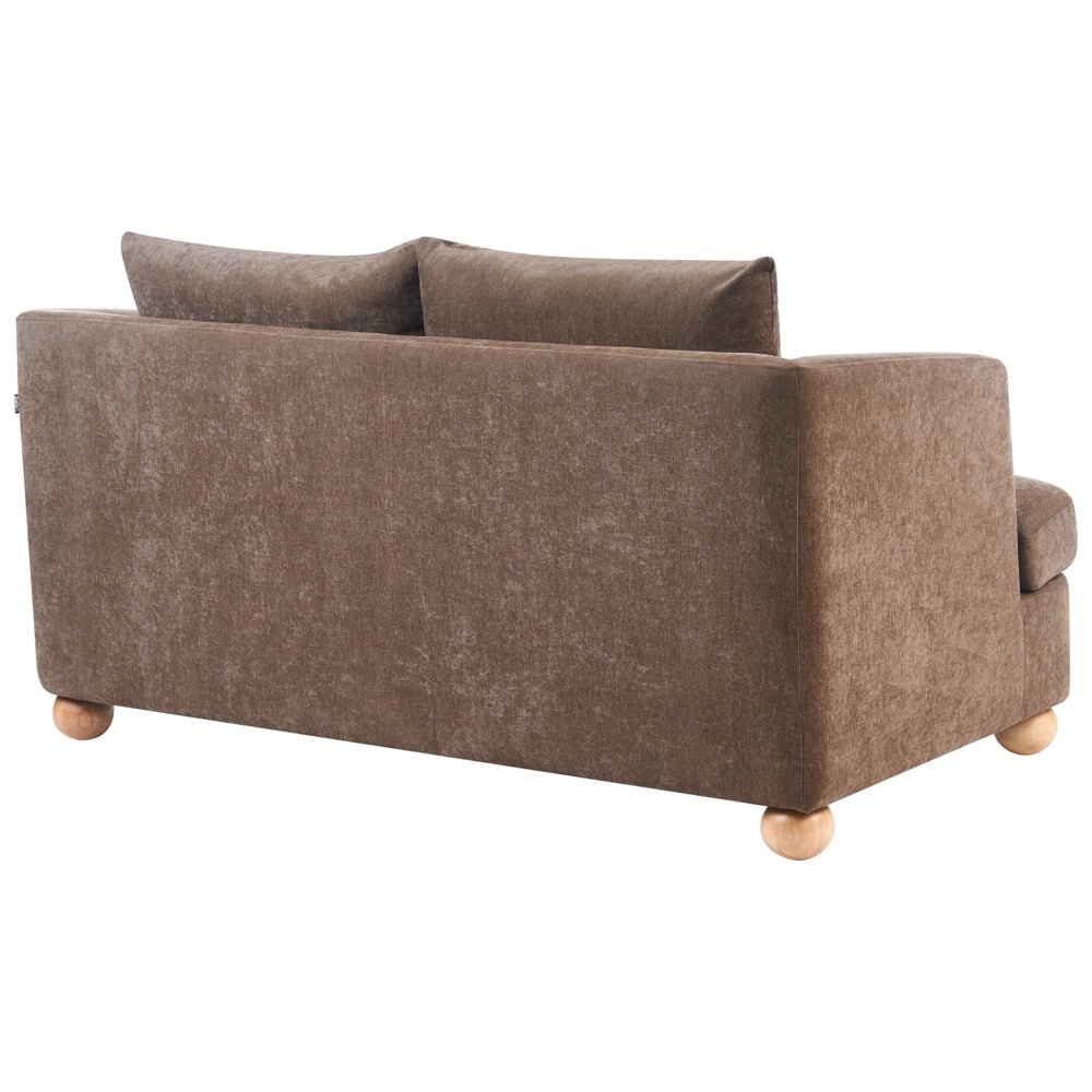 Set da salotto a 6 posti con rivestimento in ciniglia braccioli e gambe rotonde in legno set composto da divano e poltrona salotto marrone