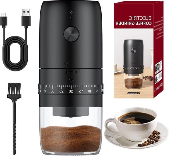Macchina per Caffè Elettrica - Marcia a Cono - Caffè Fresco - 40 Posizioni di Regolazione - 25g Capacità - Nero