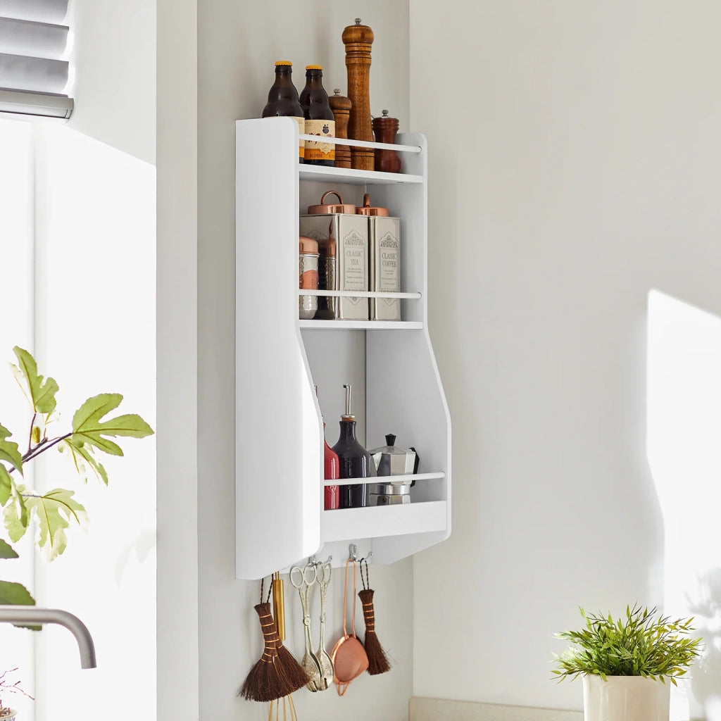 Mensola da parete Mensola salvaspazio da cucina 38x17x75cm Bianco KCR12-W