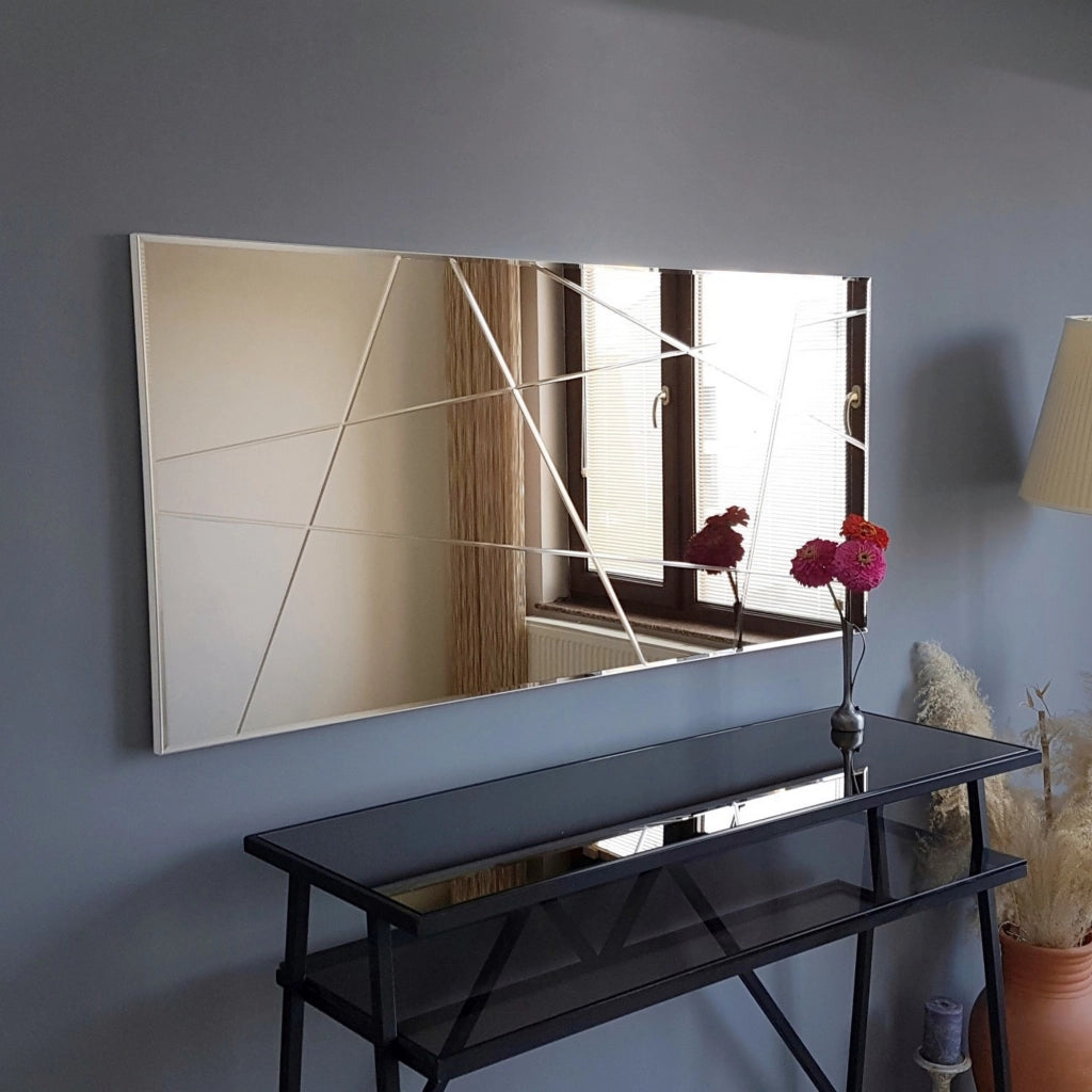Salve, Specchio Dettagli Geometrici, 62x130h cm Marrone Bronzo