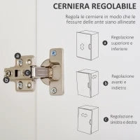 Armadio a Due Ante in Legno con 1 Ripiano, 1 Appendiabiti, 2 Cassetti con Maniglie Intagliate, Bianco 80x40x180cm