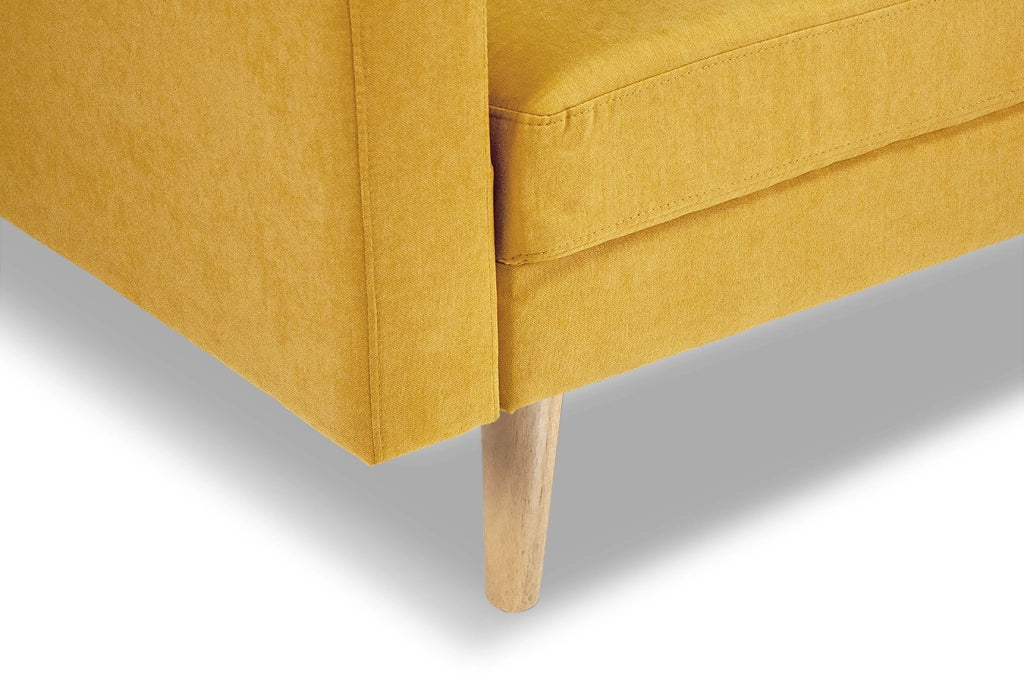 Divano 2 posti in tessuto vellutato giallo piedi in legno - Chloe - DI2P-CH16FBC-PL
