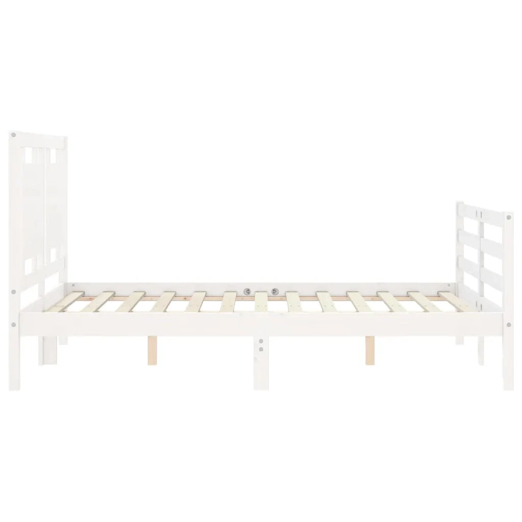 Giroletto con Testiera-Struttura Letto con testiera Bianco Small Double Legno Massello 699468