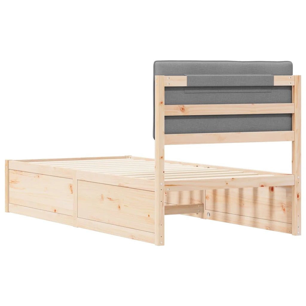 Letto con Testiera Rivestita Grigio chiaro 90 x 190 cm