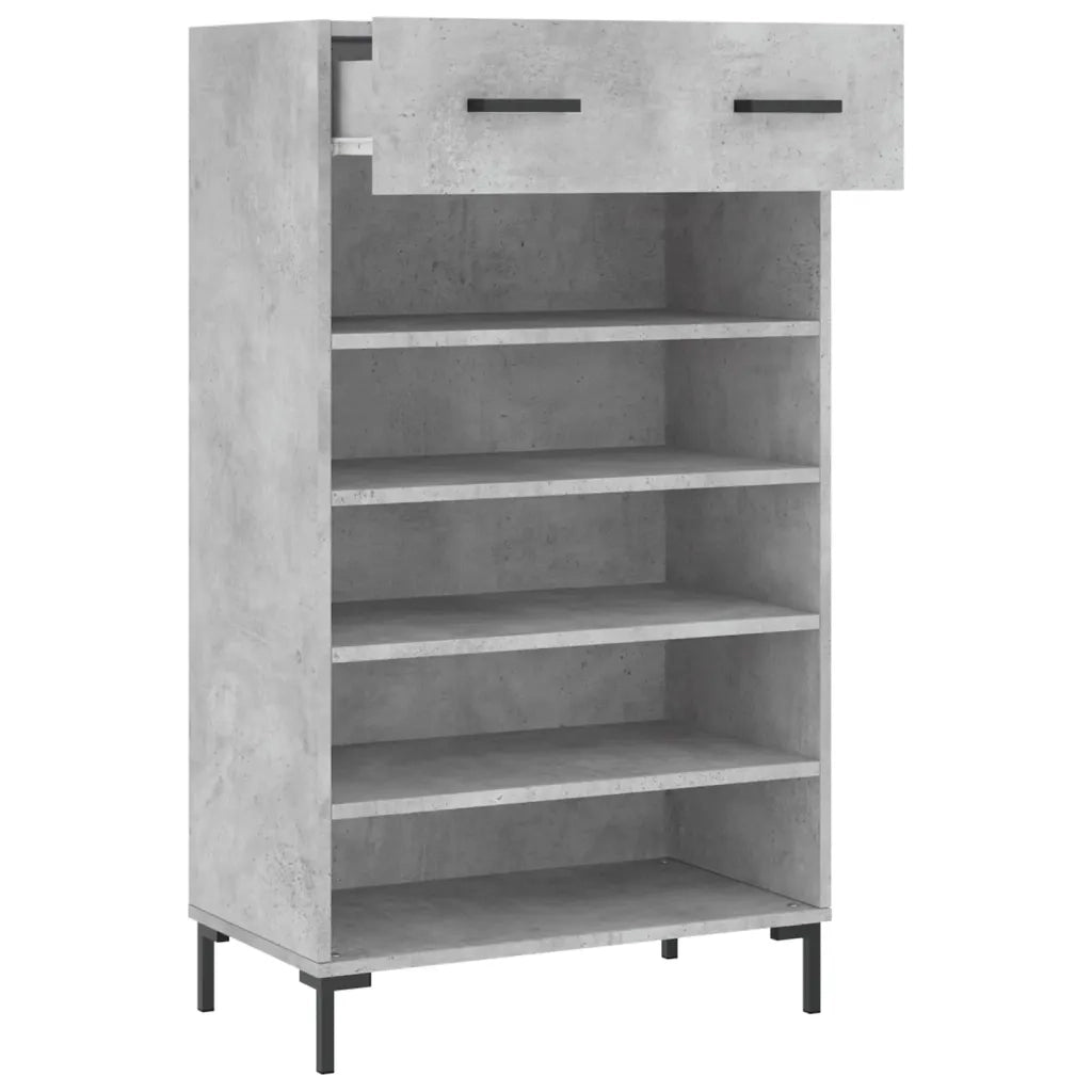 Scarpiera-Scaffale per scarpe Grigio Cemento 60x35x105 cm in Legno Multistrato 259604