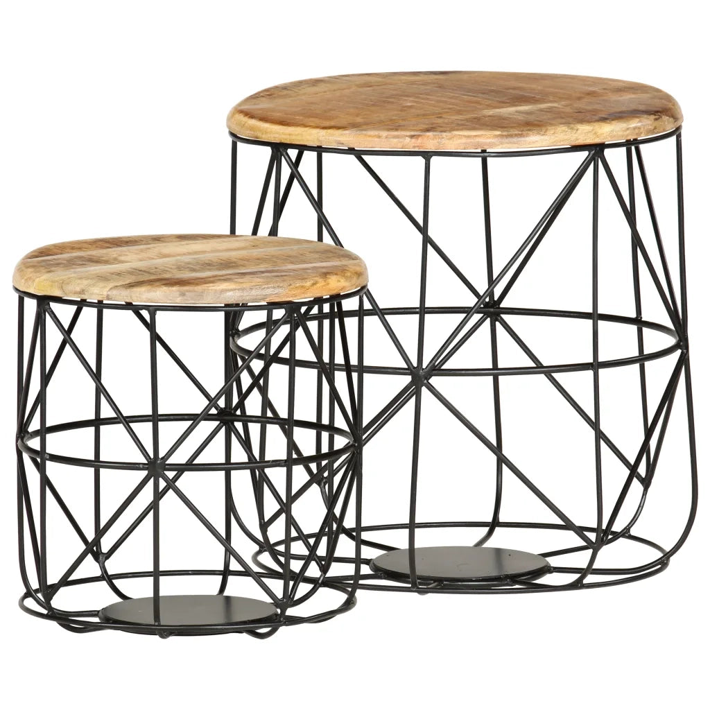 Tavolini da CaffÃ¨ 2 pz in Legno Massello di Mango cod mxl 26682