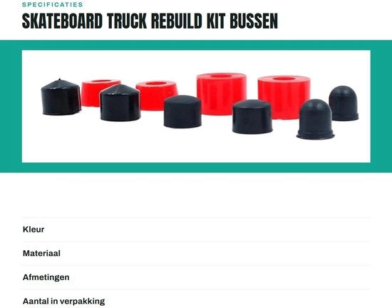 Kit di ricostruzione per assale skateboard 10 pezzi - Bushings/Pivot Cups - PU - Resistente allo shock - Leggero - Accessori eco-sostenibili