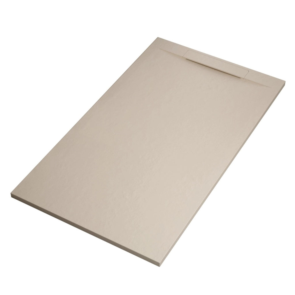 Piatto doccia in marmoresina crema effetto pietra cemento vincent, misura 80x110