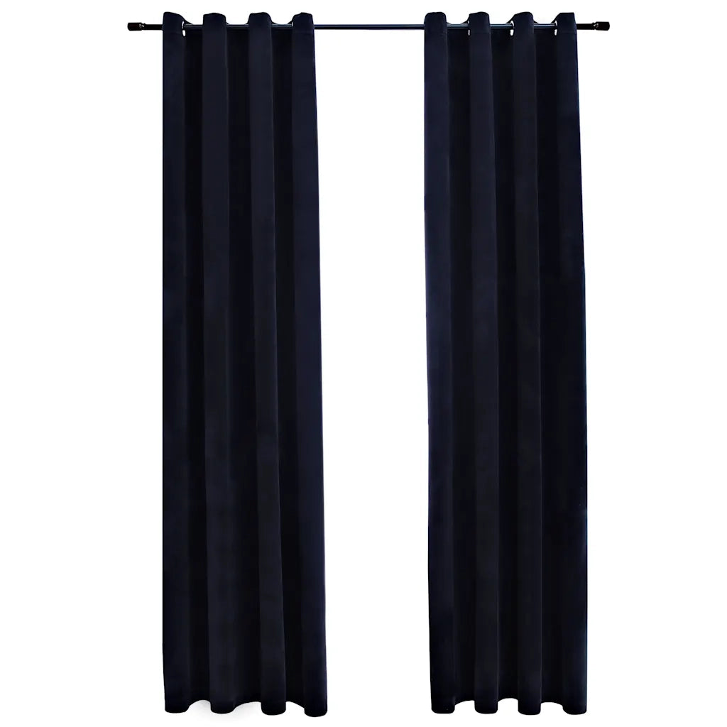 Tende Oscuranti con Anelli 2 pz Nere in Velluto 140x175 cm 134488