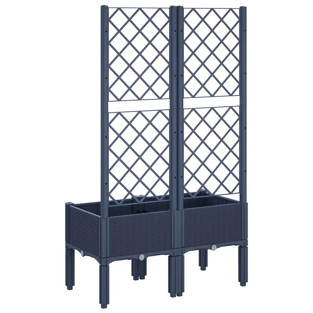 Fioriera | Cassetta per fiori | Vaso Giardino con Traliccio Grigio Blu 80x40x142 cm PP